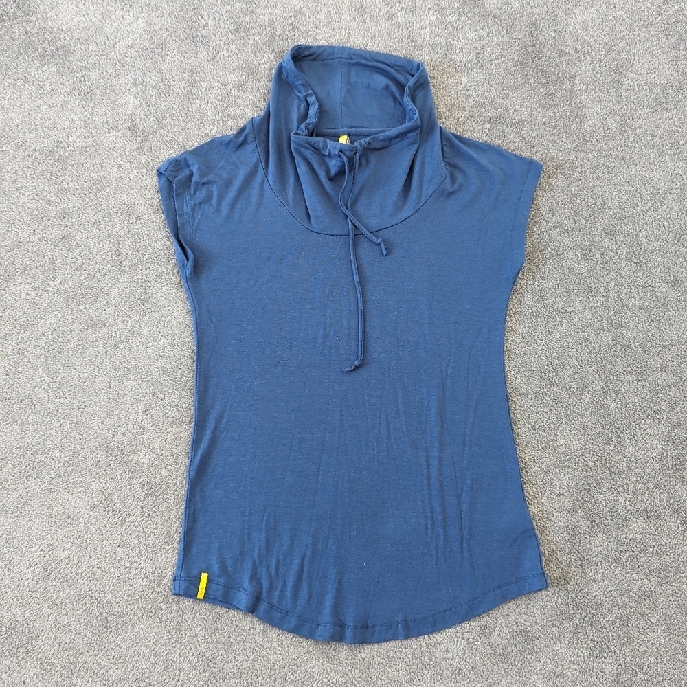 Lolë Lole Women's Ember Top Drawstring Funnel Neck Cap Sleeve Athletic Top Sz S